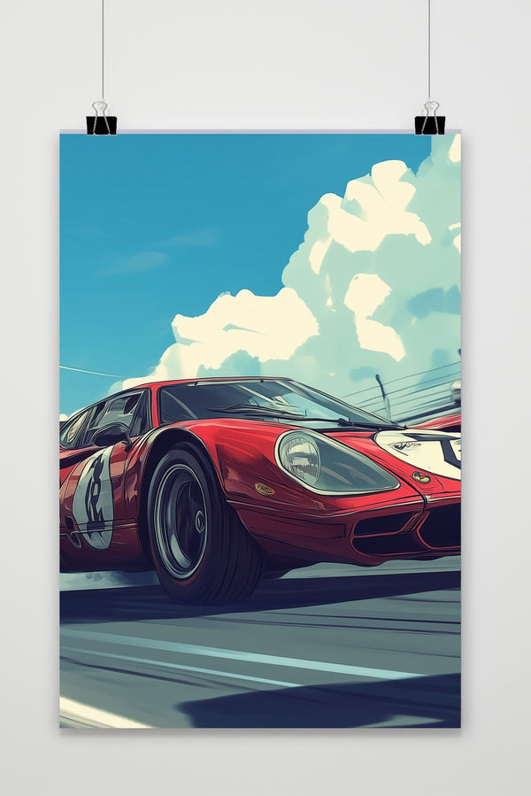 Affiche Race Car Cartoon