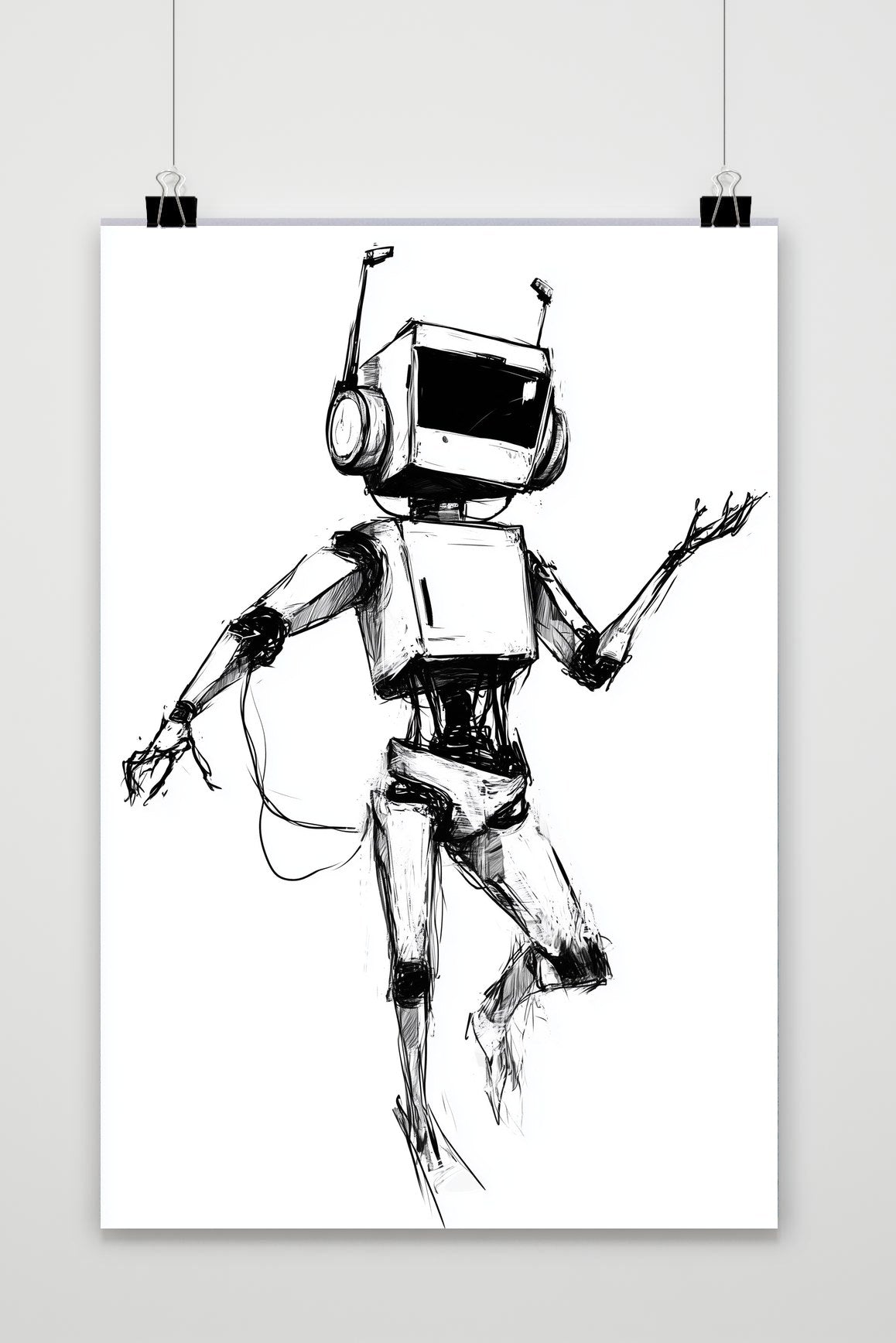 Robot B&W poster van 25 Artstreet