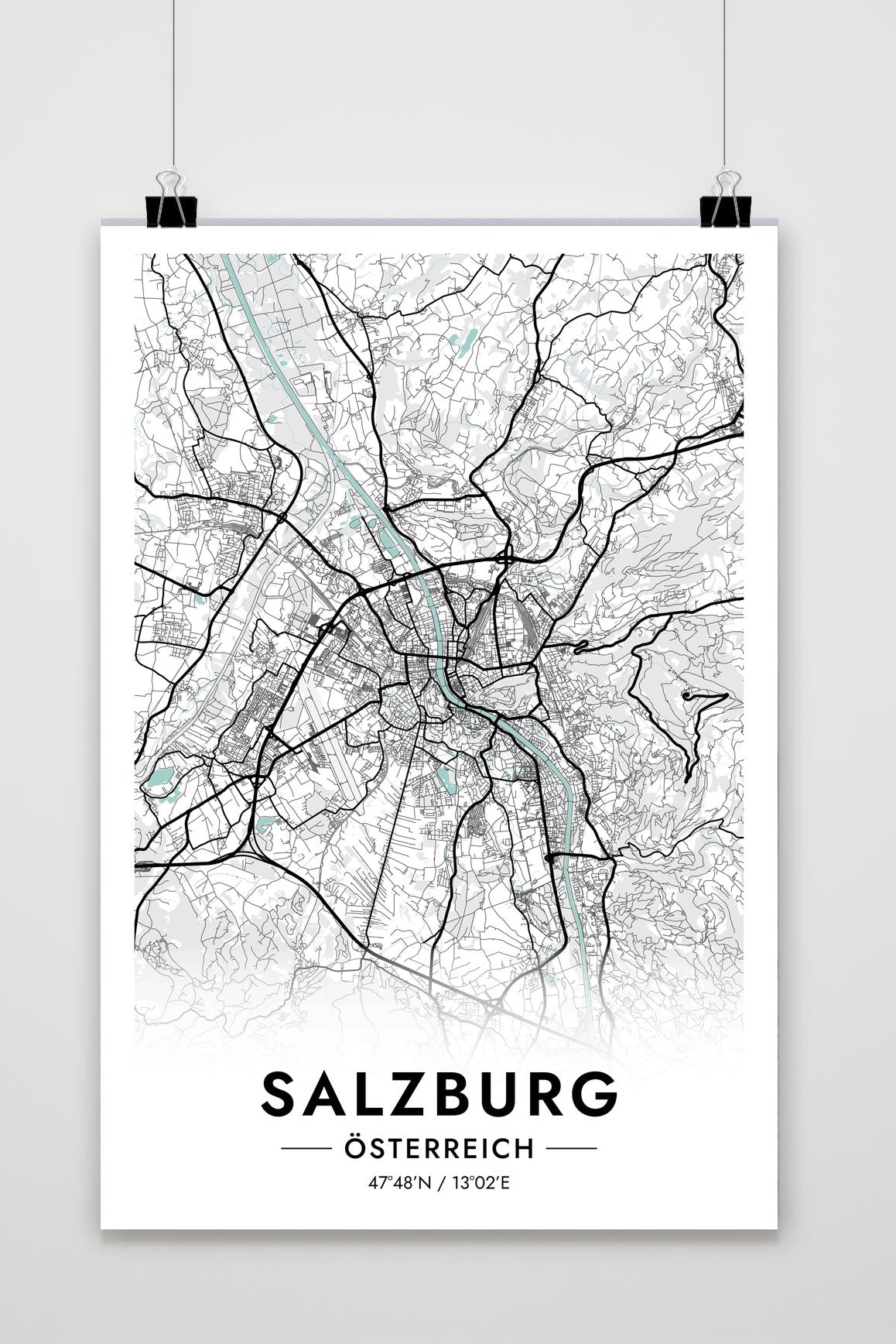 Salzburg Kaart Oostenrijk — blauw
