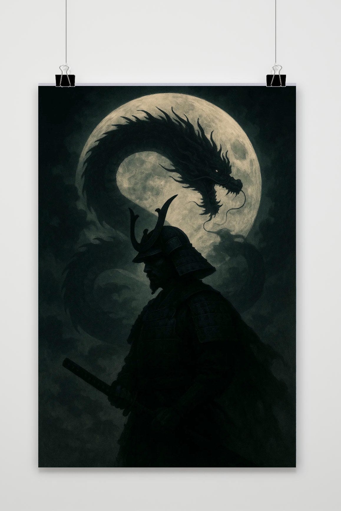 Samurai Dragon B&W poster van 25 Artstreet