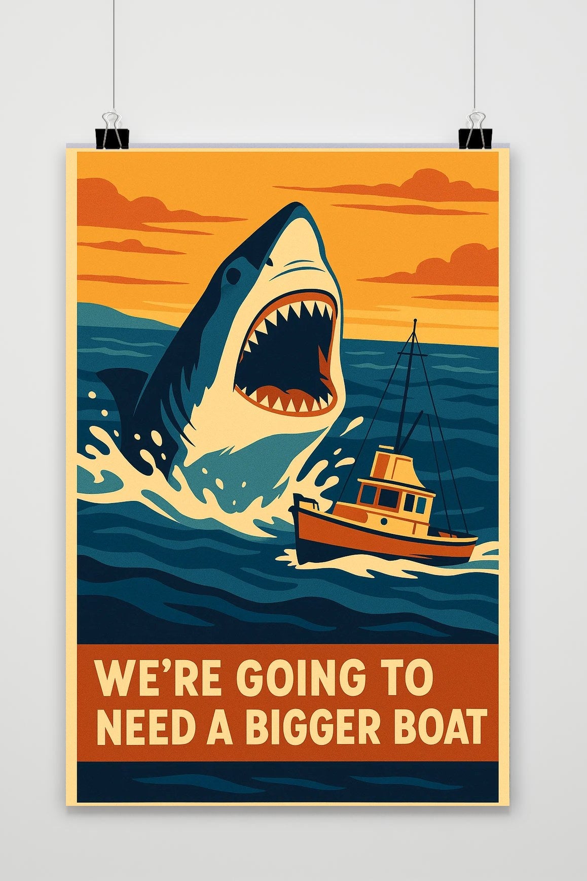 Shark Need Bigger Boat Text poster van 25 Artstreet