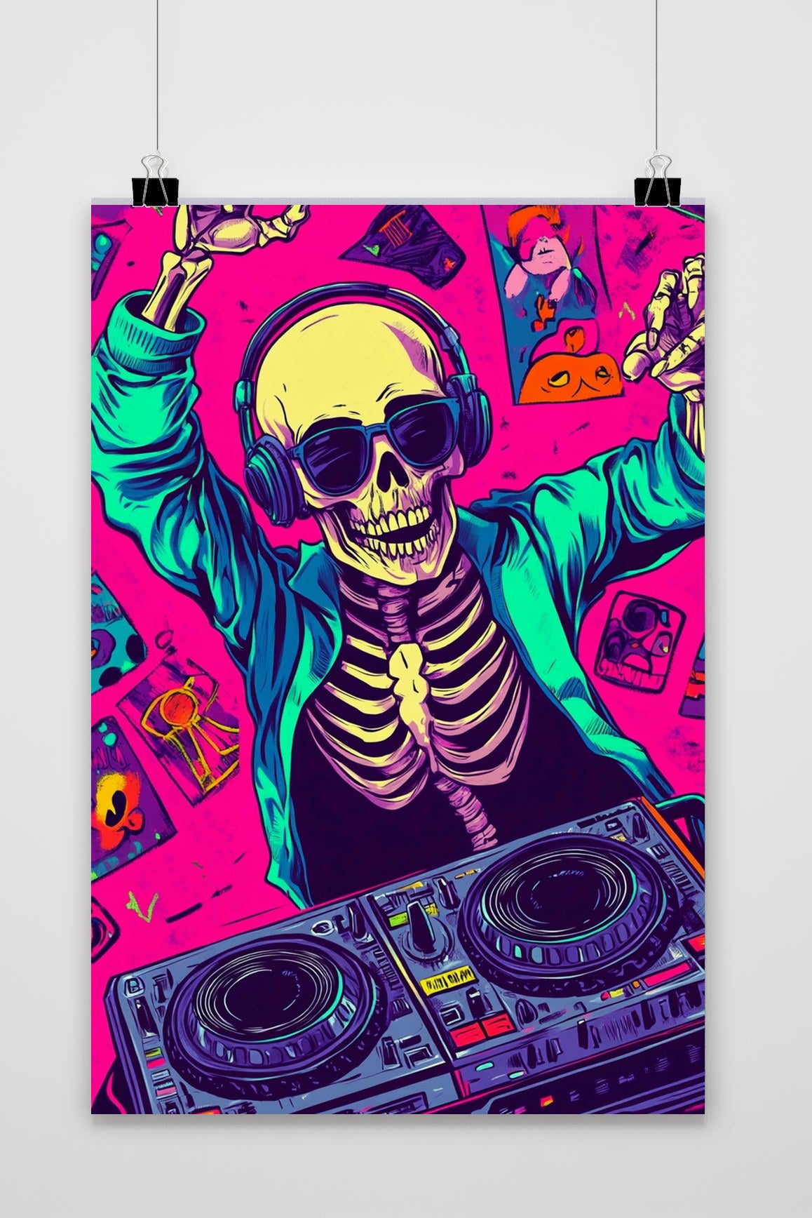 Skeleton DJ poster van 25 Artstreet