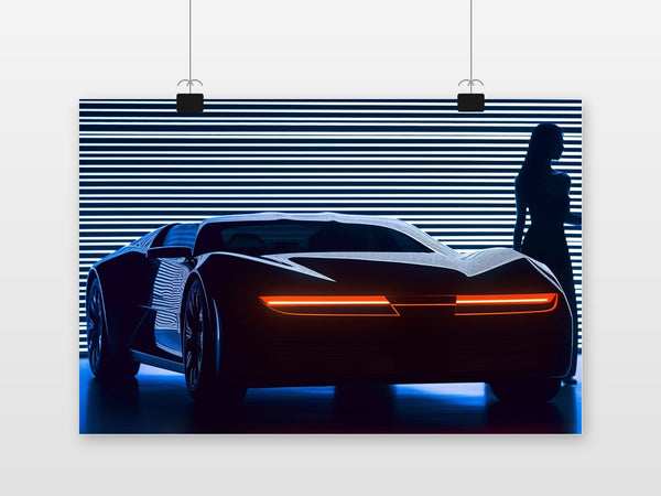 Póster Coche Deportivo Neón