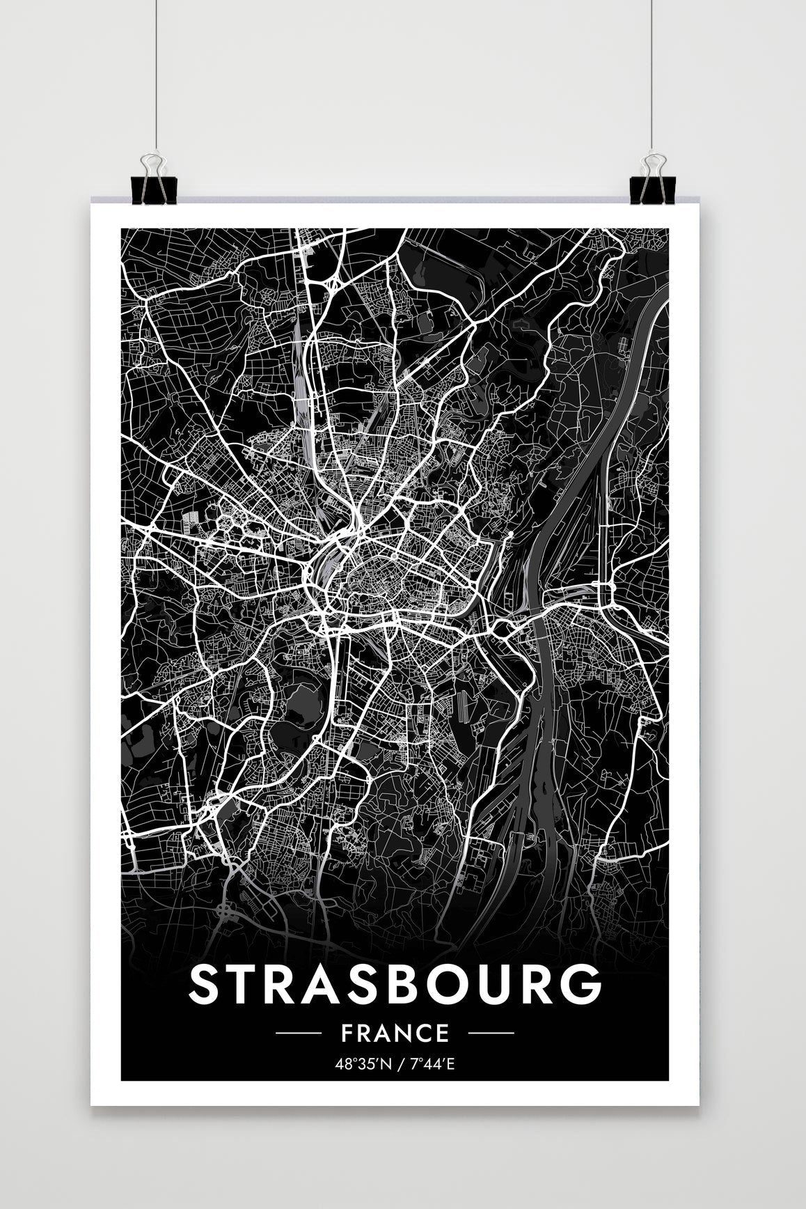 Straatsburg Kaart Frankrijk — zwart