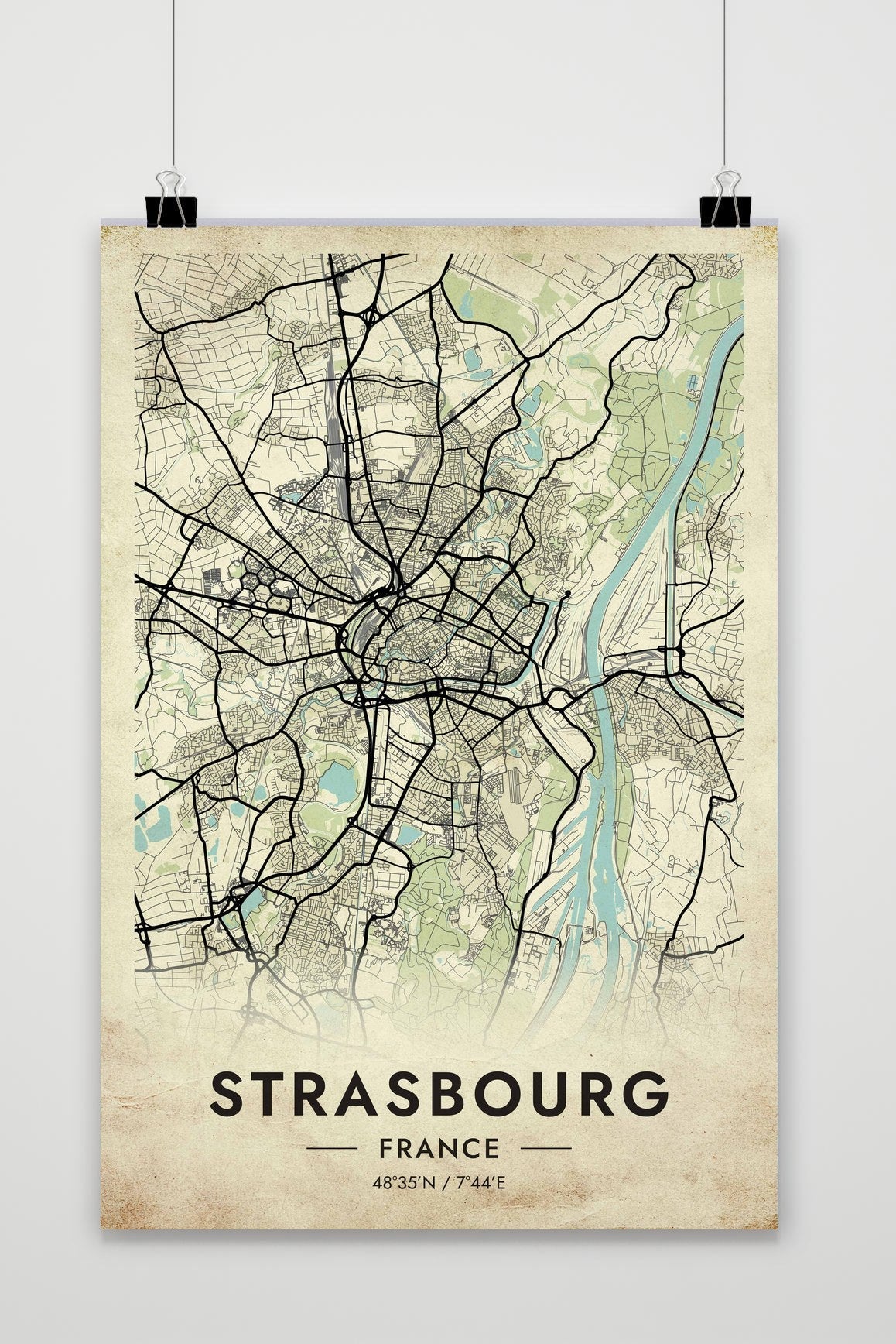Straatsburg Kaart Frankrijk — vintage