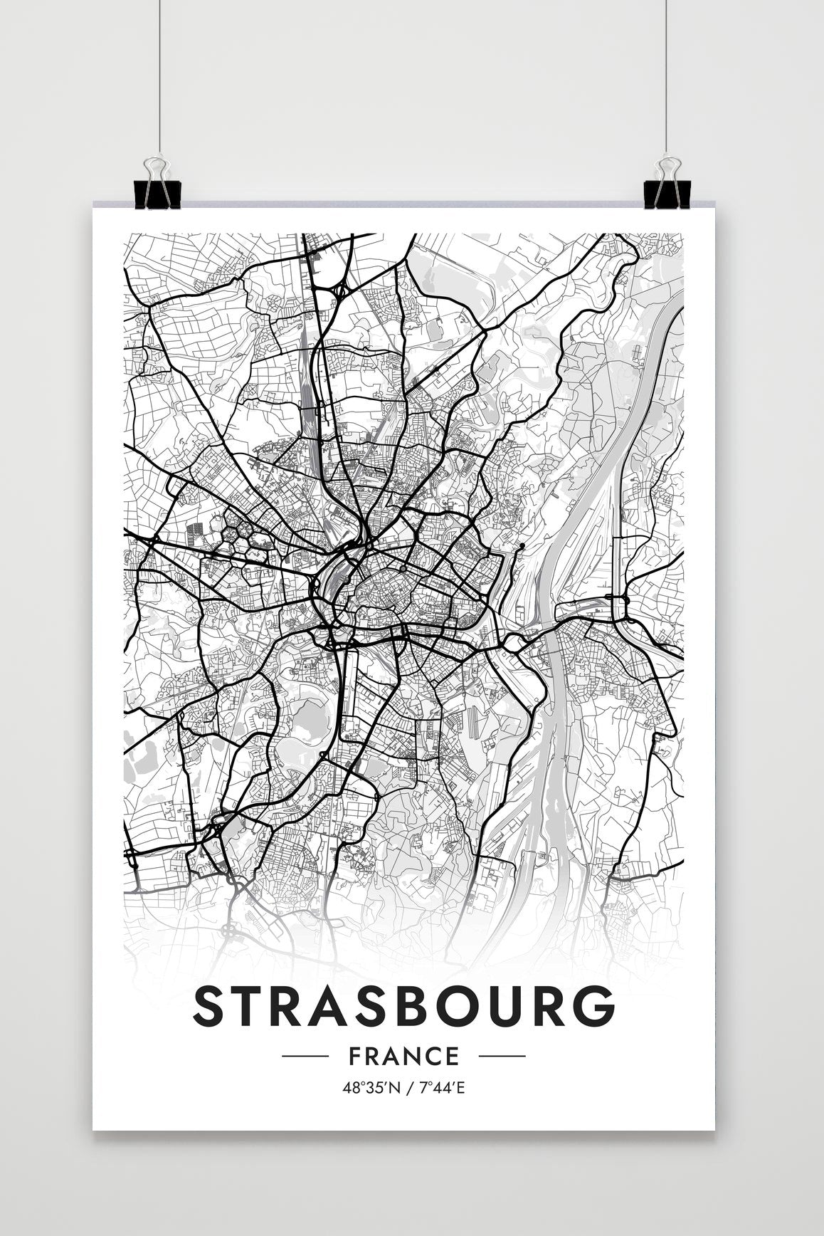 Straatsburg Kaart Frankrijk — wit