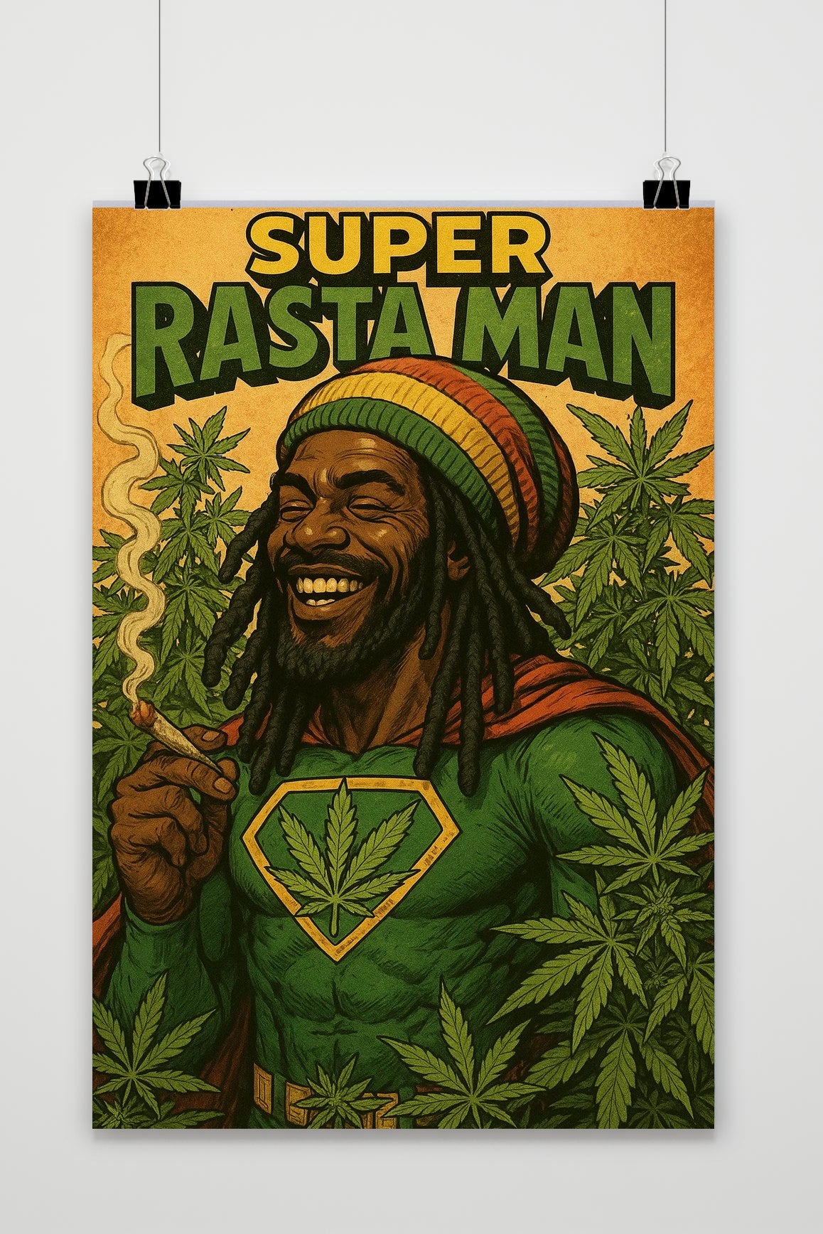 Super Rasta Man Cannabis Text poster van 25 Artstreet