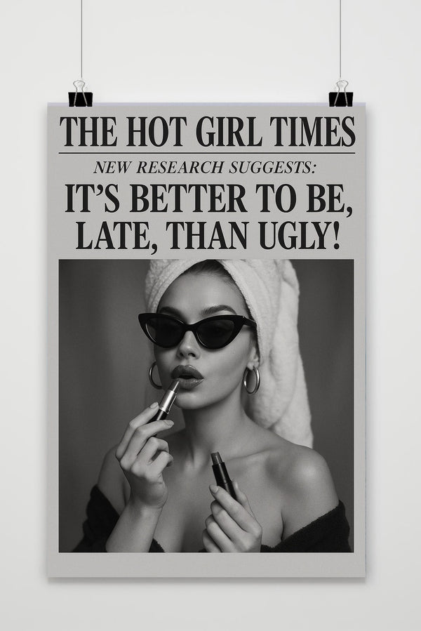 The Hot Girl Times Quote Schwarz-Weiß Poster