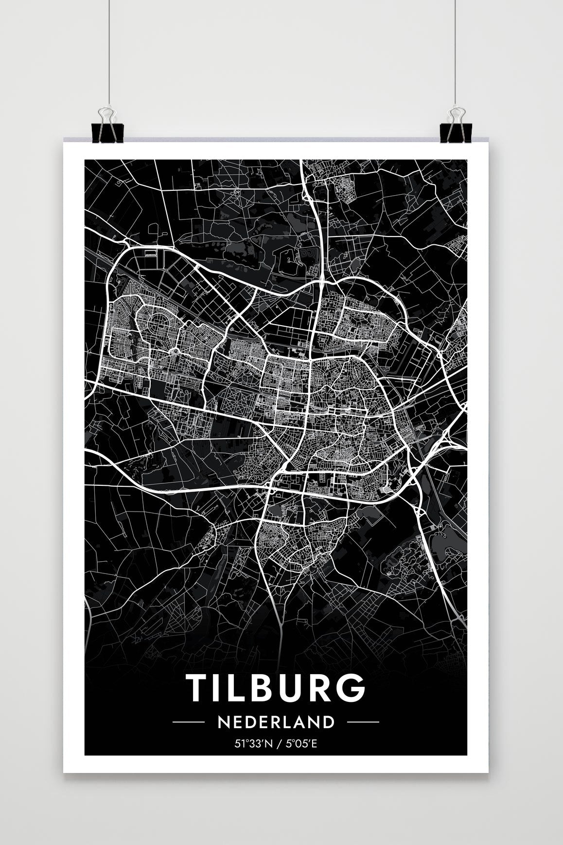 Tilburg Map — zwart
