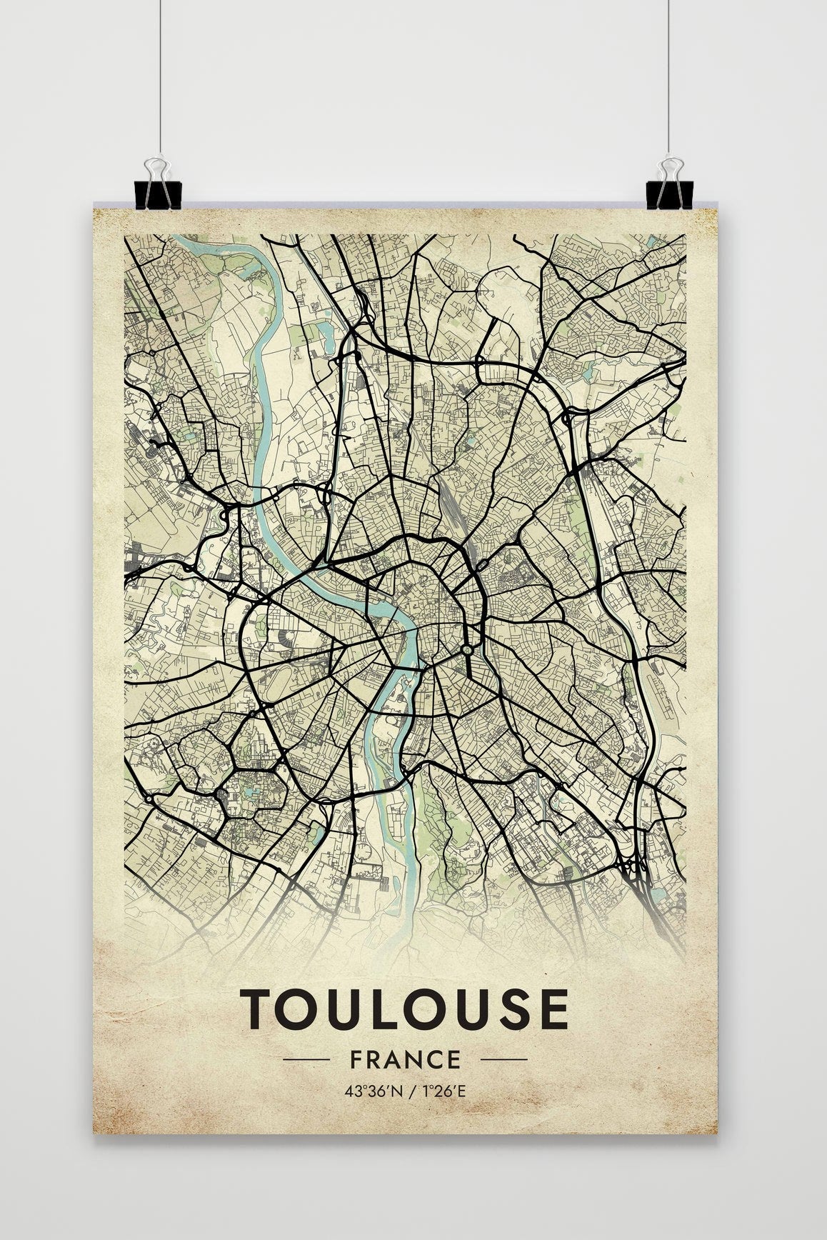 Toulouse Kaart Frankrijk — vintage
