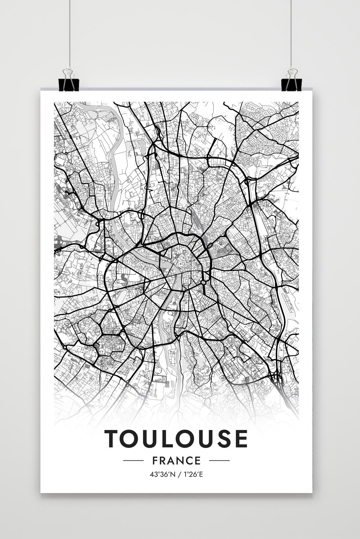 Toulouse Kaart Frankrijk — wit