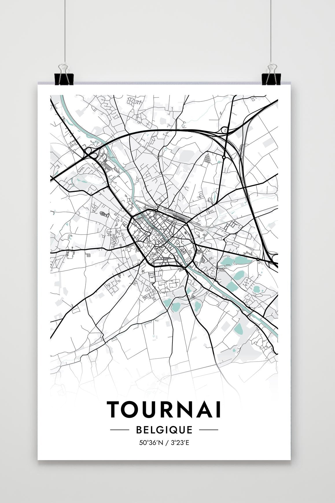 Tournai  Map — blauw