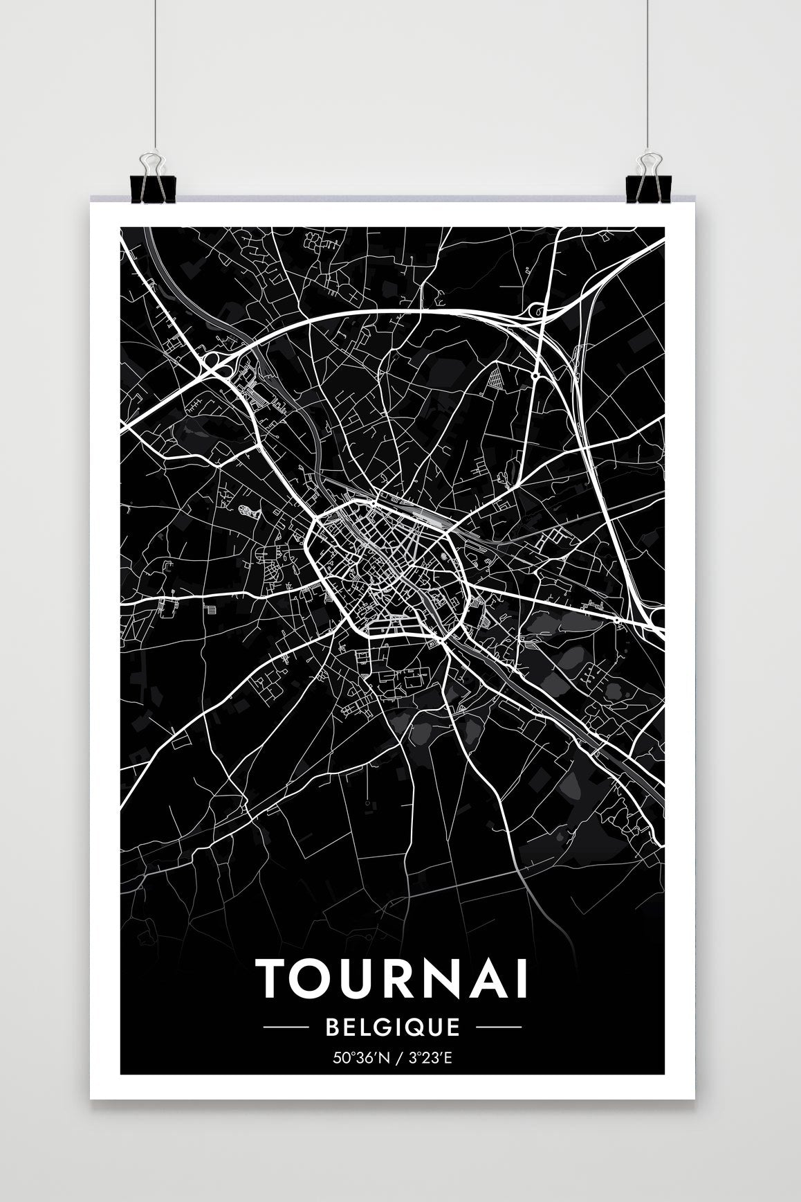 Tournai  Map — zwart
