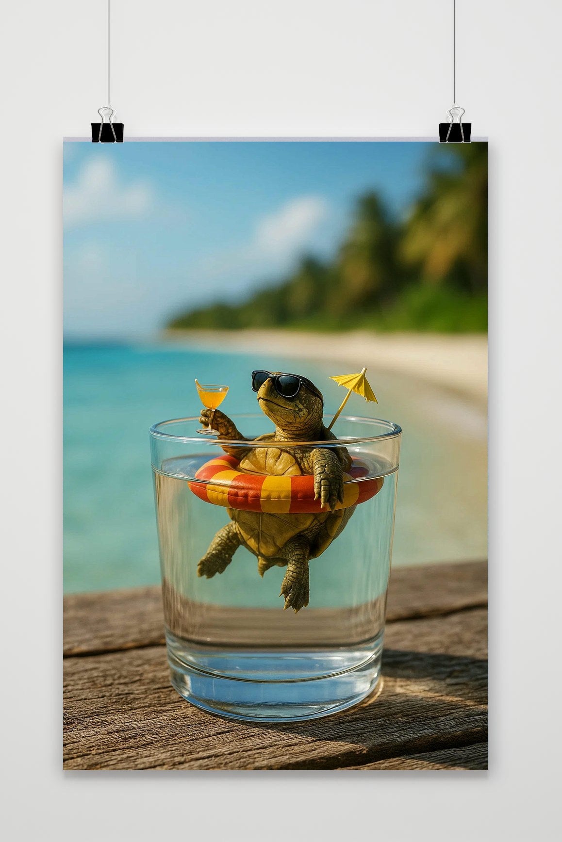 Affiche Turtle Cocktail Tropical de 25 Artstreet