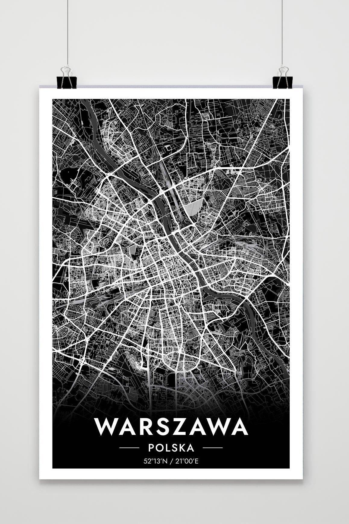 Warschau Kaart Polen — zwart