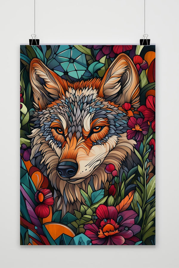 Póster Wolf Colorful