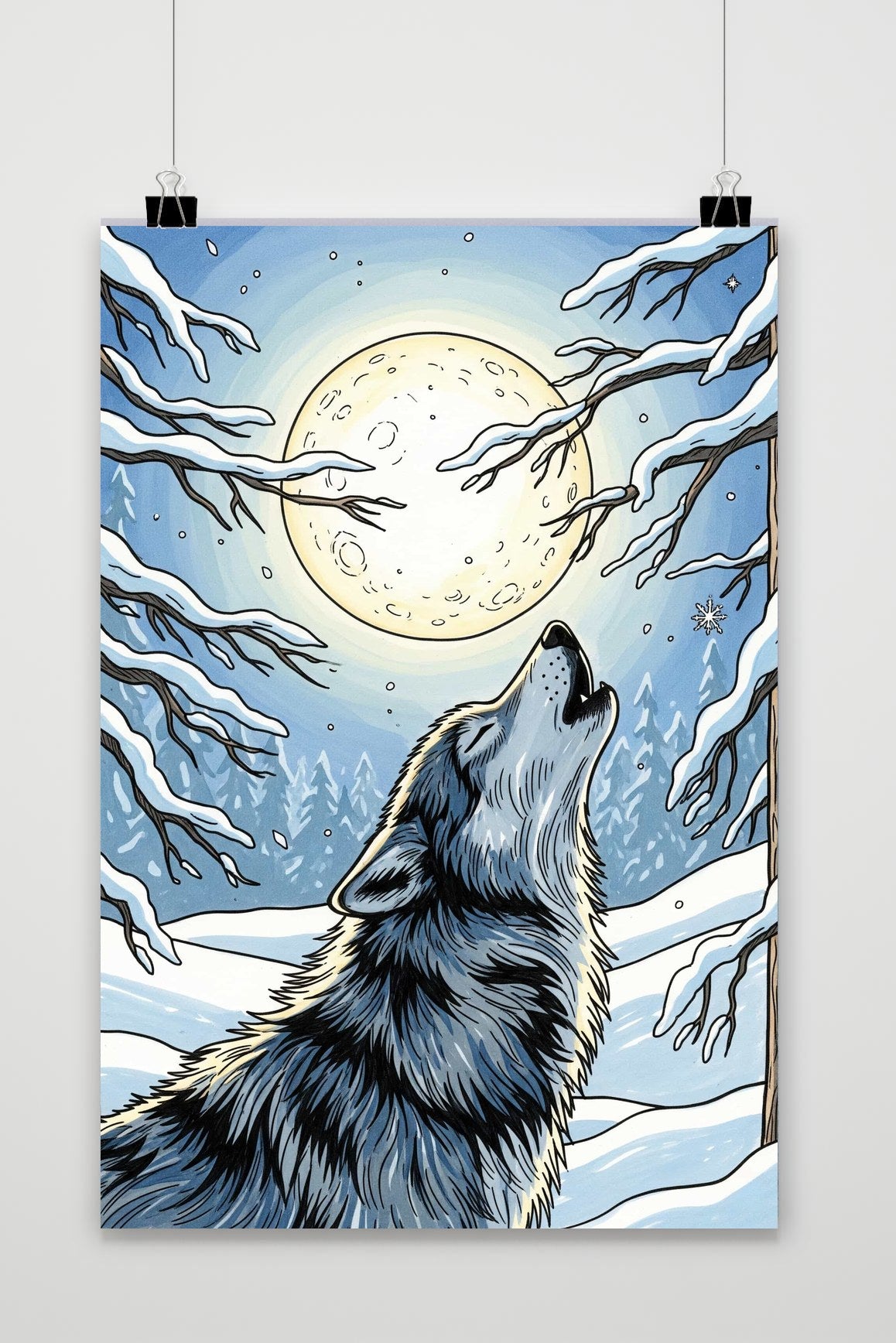 Affiche Wolf Snow Moon de 25 Artstreet