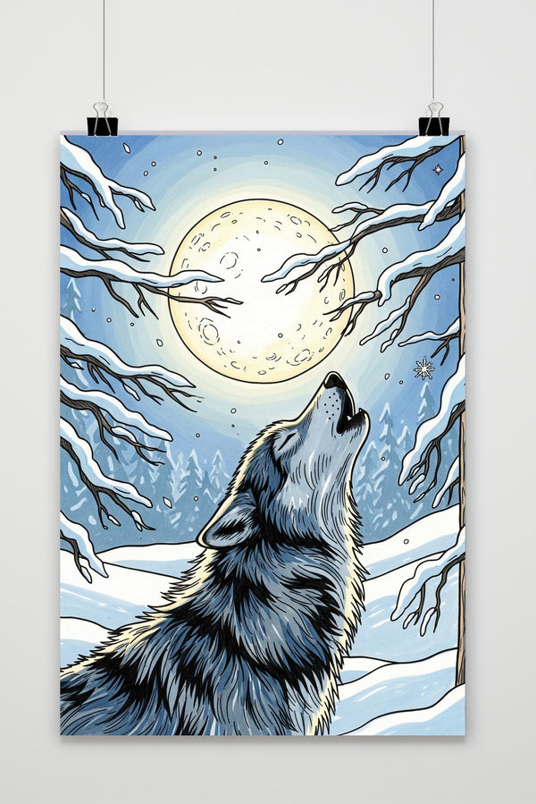 Wolf Snow Moon poster