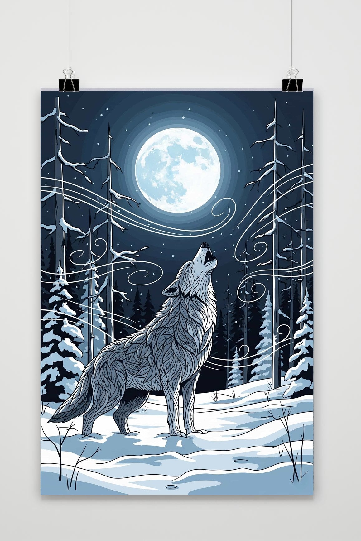 Wolf Snow Moon poster van 25 Artstreet