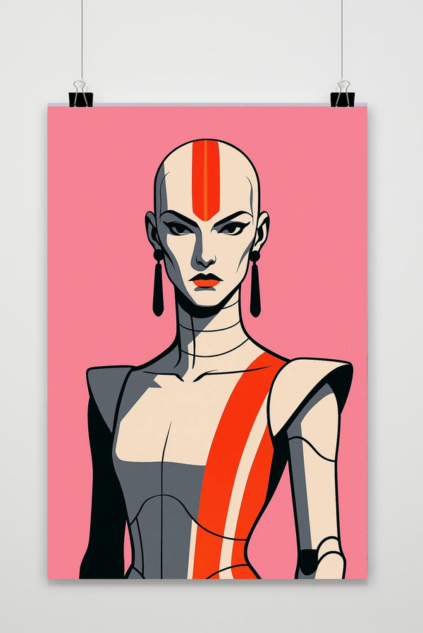 Póster Woman Cyborg Cartoon
