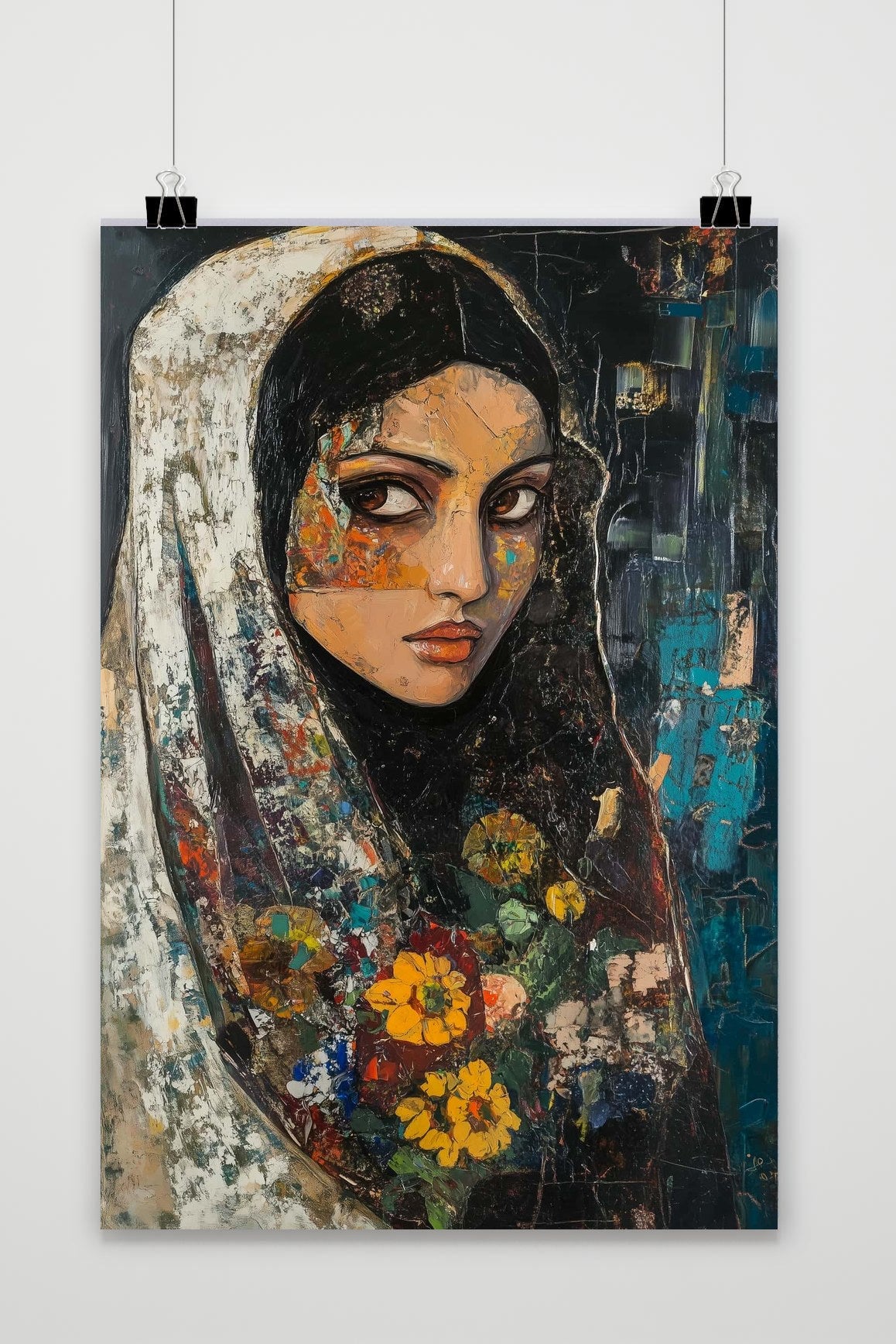 Woman Headscarf Aquarel poster van 25 Artstreet