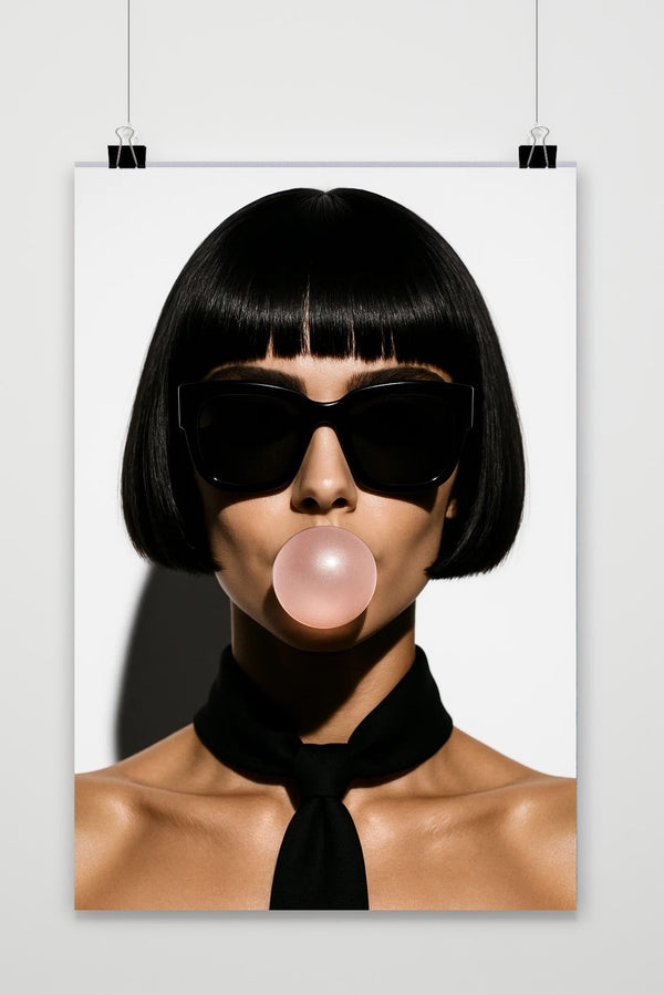 Póster Woman Portrait Bubble Gum