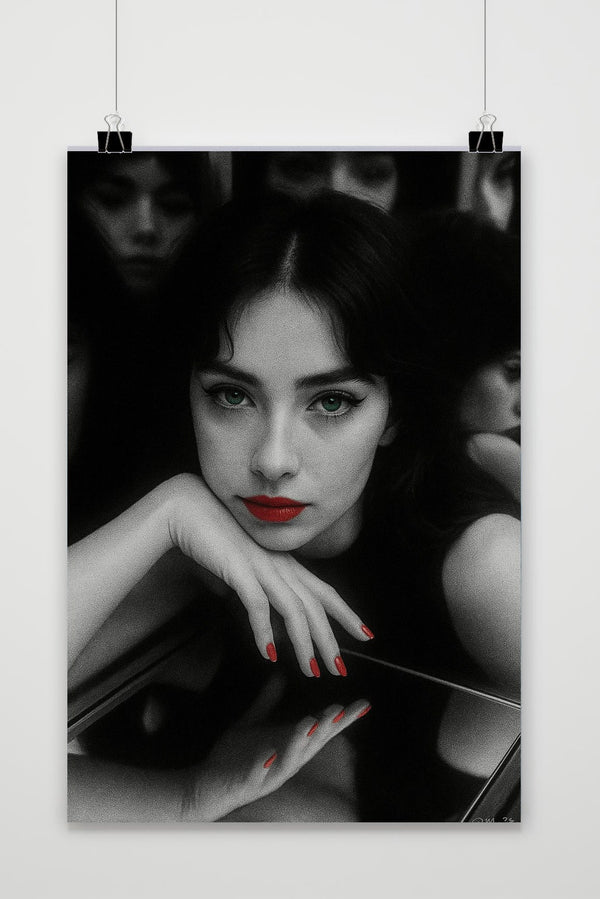Póster Woman Red Lips Portrait